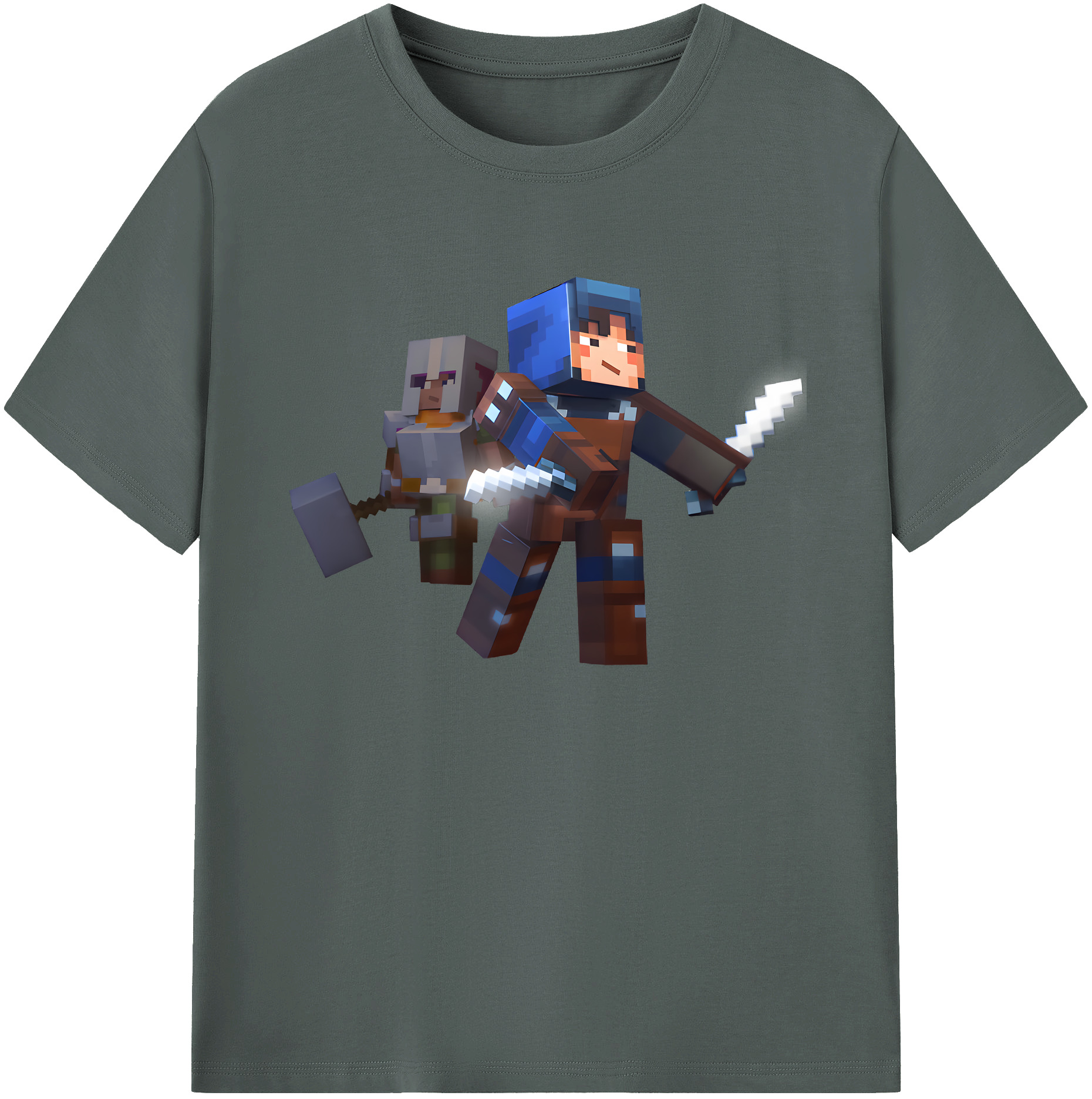 （画像用） マインクラフト ブロックの世界 Minecraft MC Block world 綿100％ メンズ半袖Tシャツ｜肌触りやわらか＆通気性